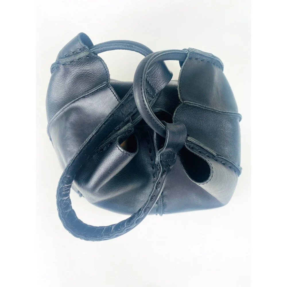 The Sak Los Feliz Black Leather Hobo Shoulder Bag Whipstitch Handbag Slouchy